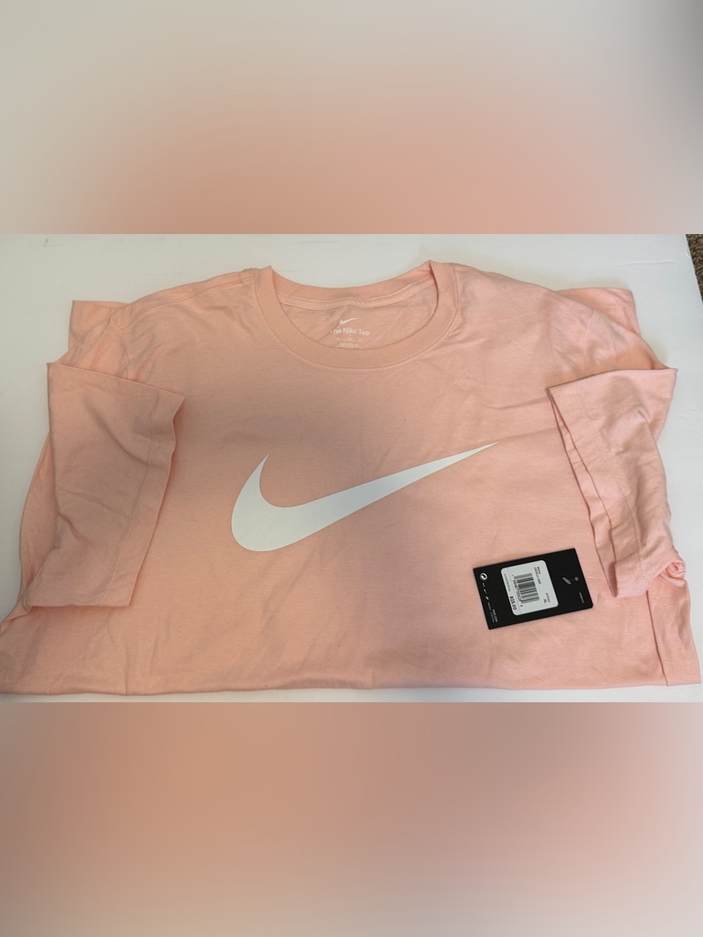 Nike Men’s XL Swoosh T-Shirt Pink Salmon White Logo Short Sleeve NWT DR0511-686